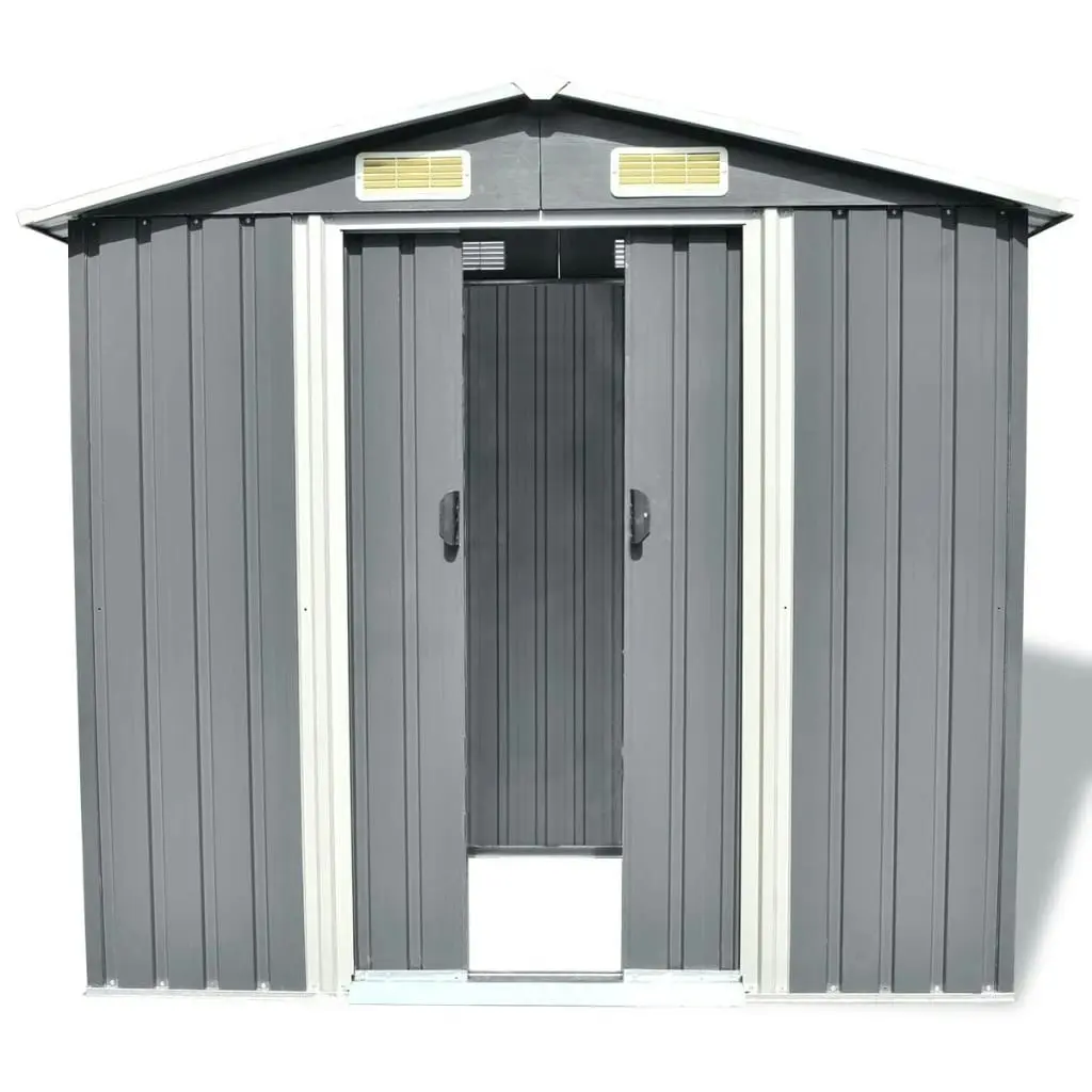 Garden Storage Shed Grey Metal 204x132x186 cm 42983