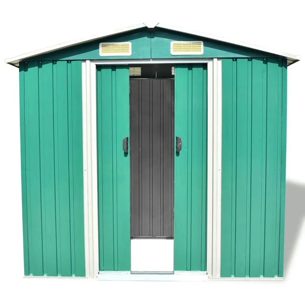 Garden Storage Shed Green Metal 204x132x186 cm 42909