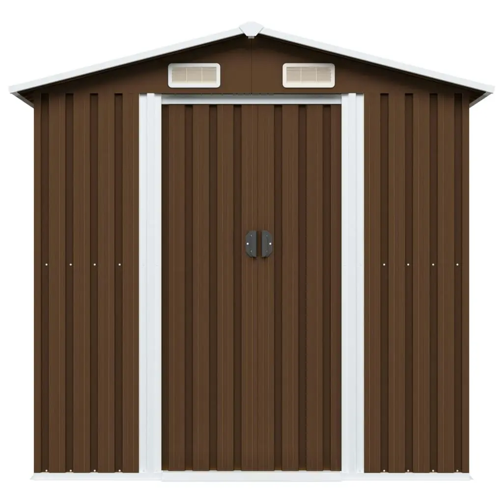 Garden Storage Shed Brown 204x132x186 cm Steel 47029