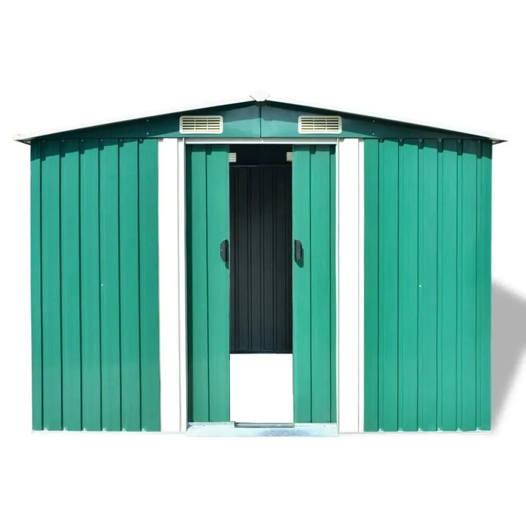 Garden Storage Shed Green Metal 257x205x178 cm 42910