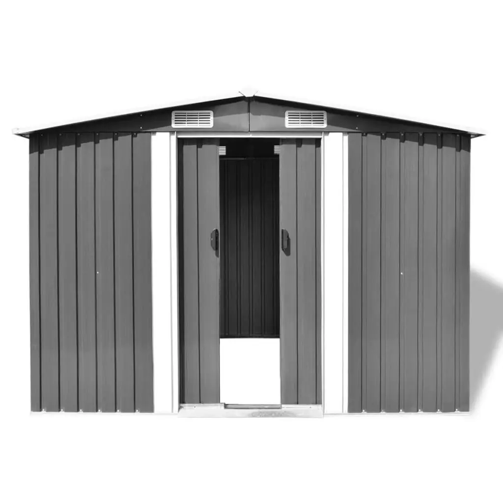 Garden Storage Shed Grey Metal 257x205x178 cm 42907