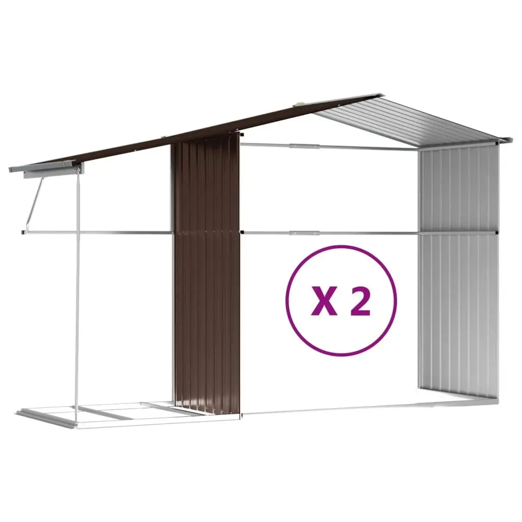 Garden Shed Brown 277x279x179 cm Galvanised Steel 3188296