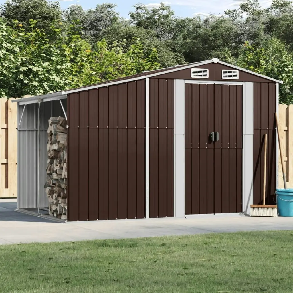 Garden Shed Brown 277x192.5x179 cm Galvanised Steel 3188295