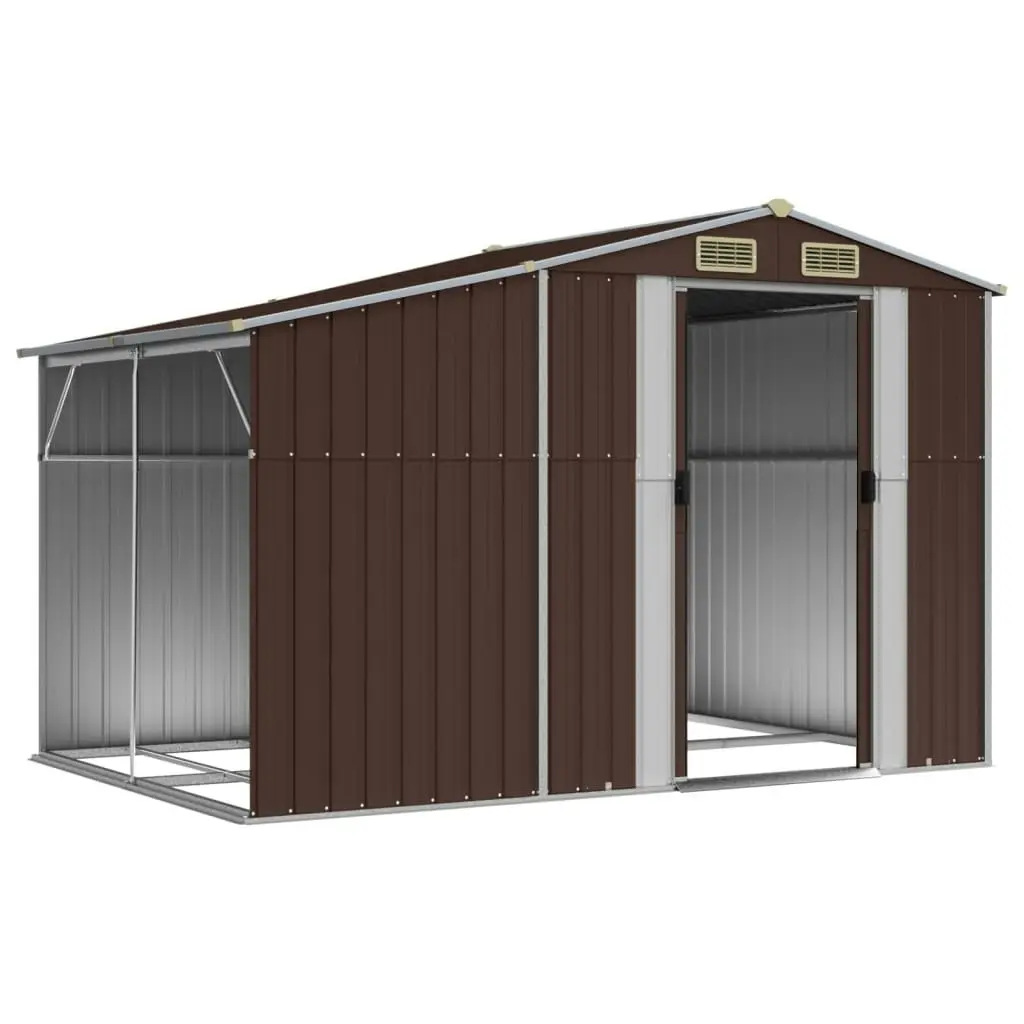 Garden Shed Brown 277x192.5x179 cm Galvanised Steel 3188295