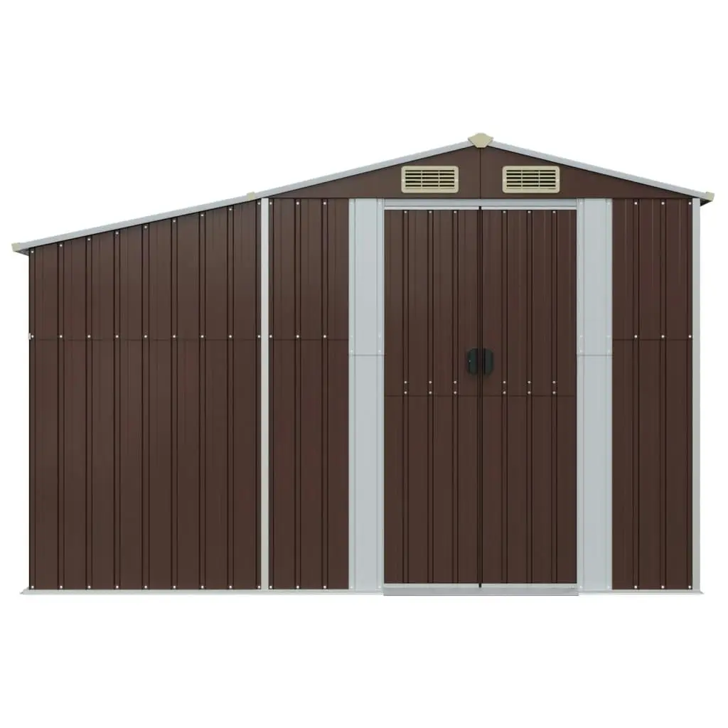 Garden Shed Brown 277x93x179 cm Galvanised Steel 364520