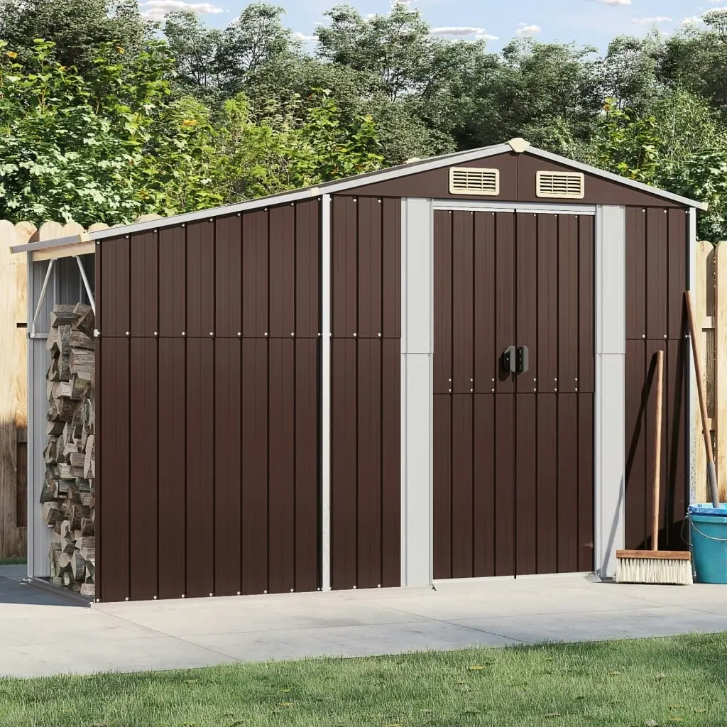 Garden Shed Brown 277x93x179 cm Galvanised Steel 364520