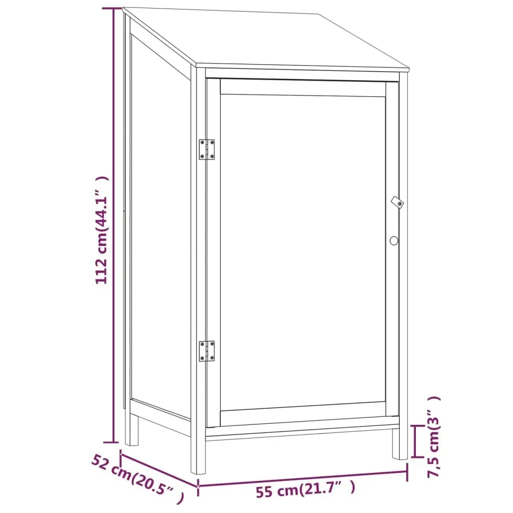 Garden Shed Brown 55x52x112 cm Solid Wood Fir 152181