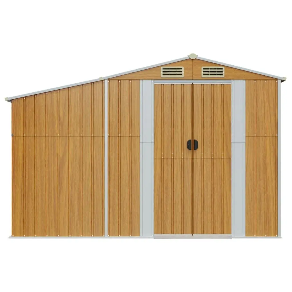 Garden Shed Brown 277x93x179 cm Galvanised Steel 364522