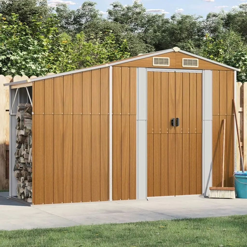 Garden Shed Brown 277x93x179 cm Galvanised Steel 364522