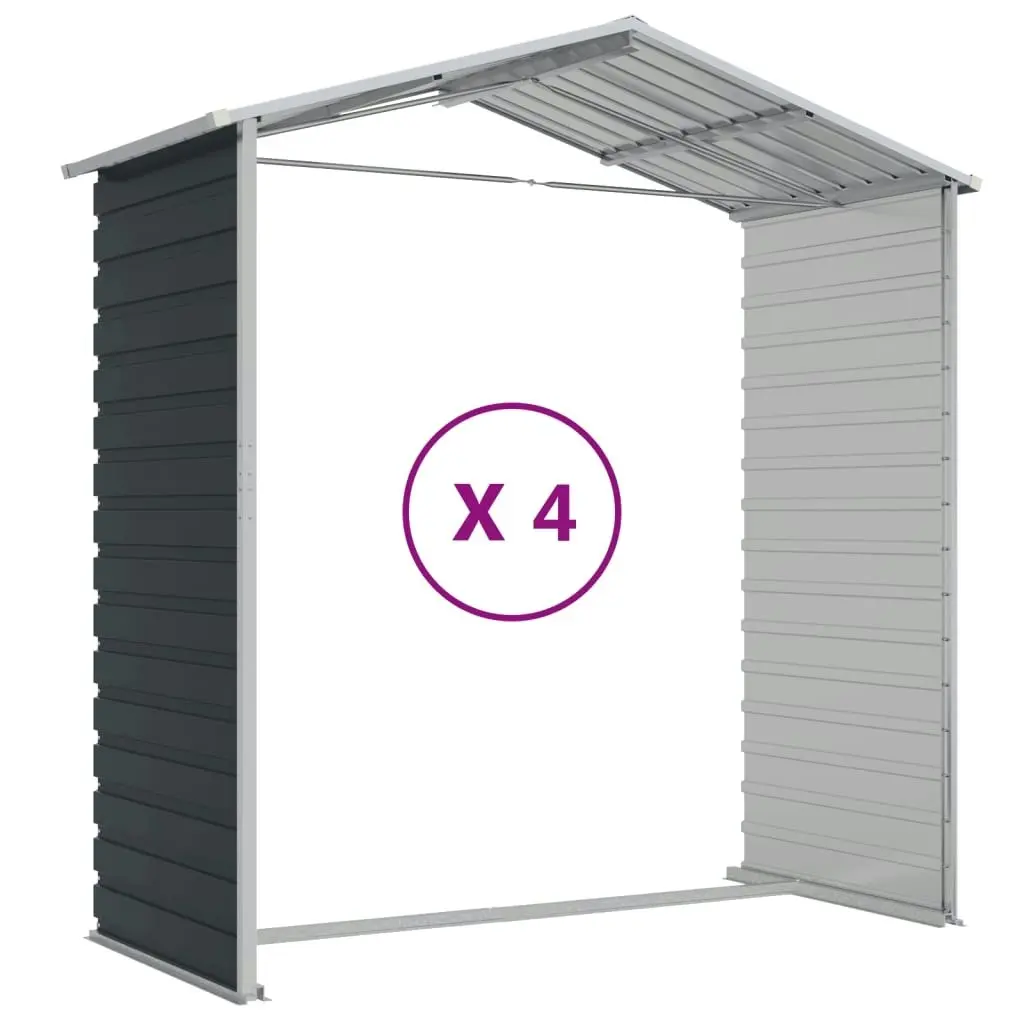 Garden Shed Anthracite 191x385x198 cm Galvanised Steel 3188256