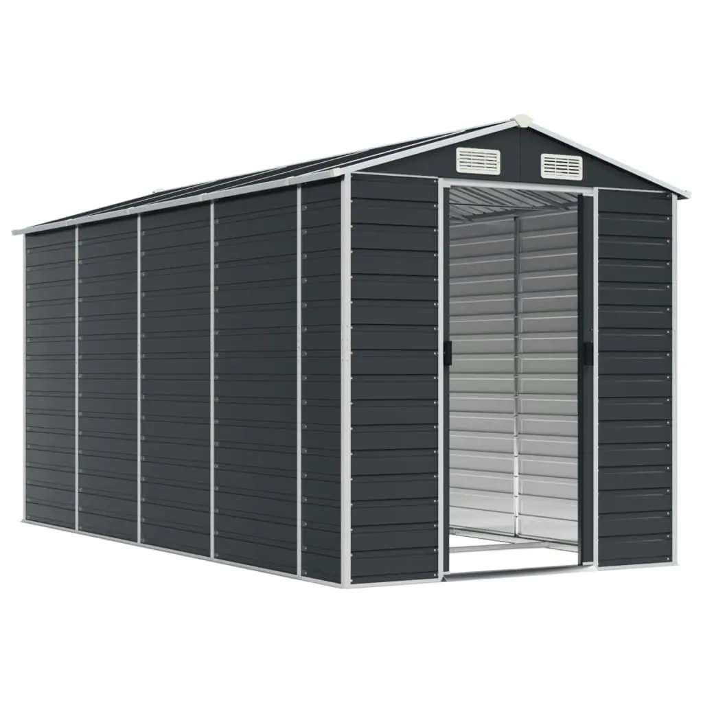 Garden Shed Anthracite 191x385x198 cm Galvanised Steel 3188256