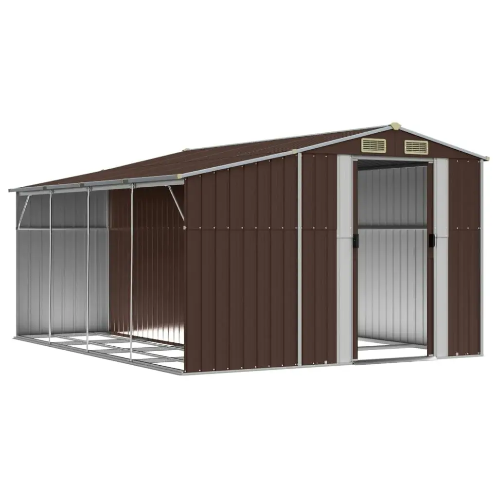 Garden Shed Brown 277x365.5x179 cm Galvanised Steel 3188297