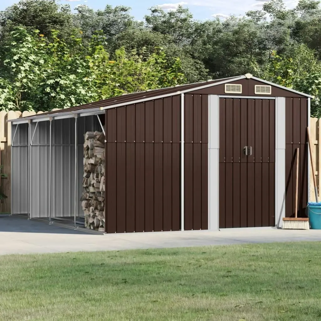 Garden Shed Brown 277x365.5x179 cm Galvanised Steel 3188297