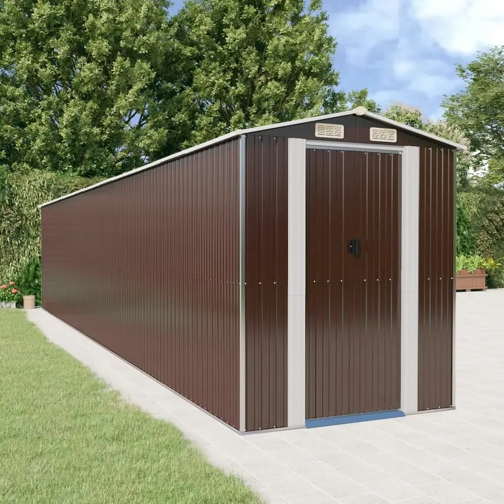 Garden Shed Dark Brown 192x1021x223 cm Galvanised Steel 3147470