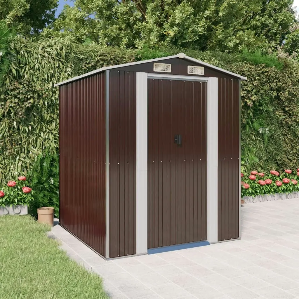 Garden Shed Dark Brown 192x191x223 cm Galvanised Steel 3147460