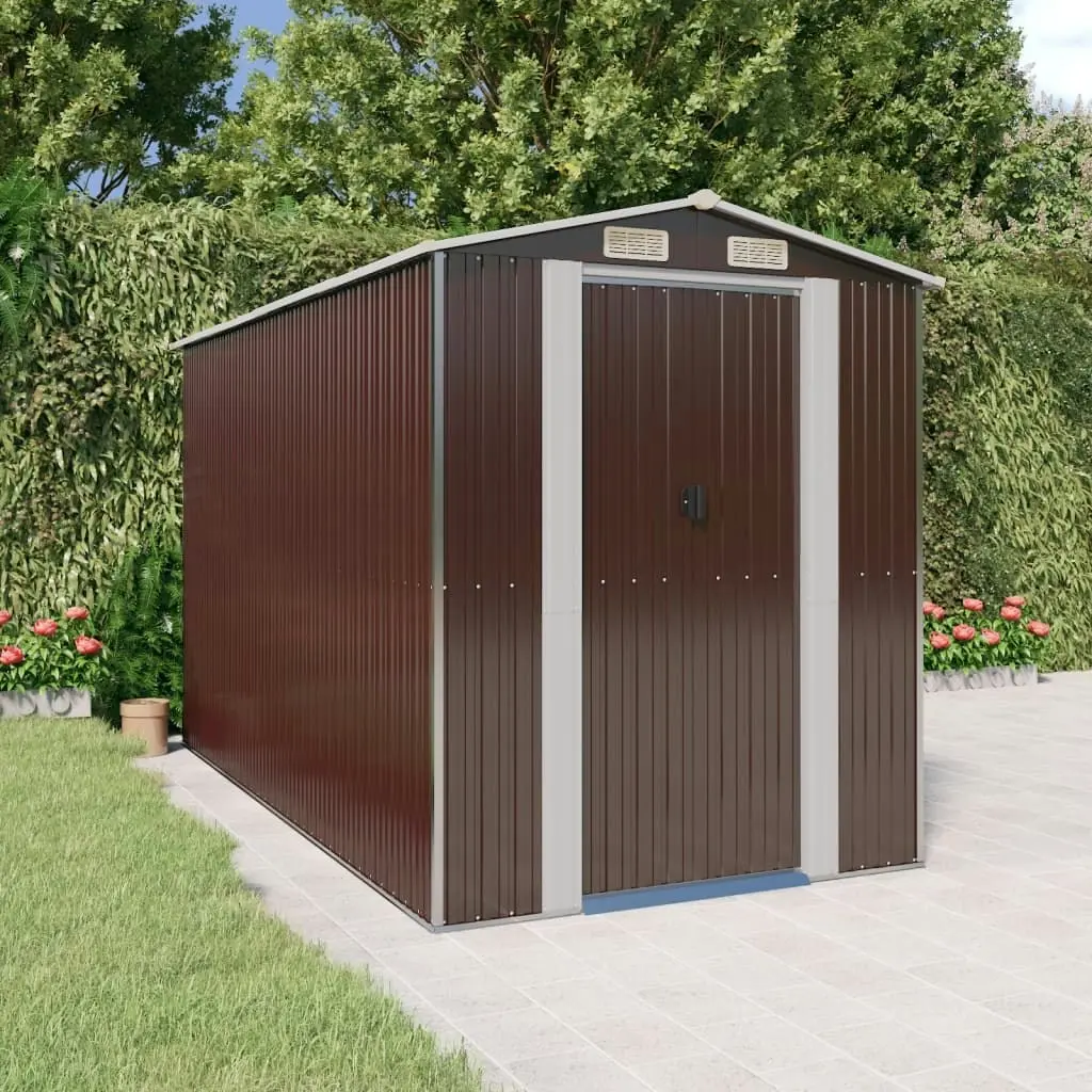 Garden Shed Dark Brown 192x357x223 cm Galvanised Steel 3147462