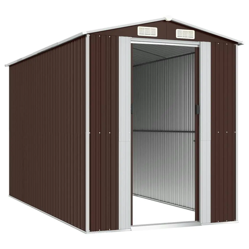 Garden Shed Dark Brown 192x357x223 cm Galvanised Steel 3147462