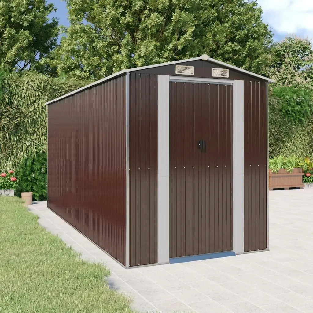 Garden Shed Dark Brown 192x440x223 cm Galvanised Steel 3147463