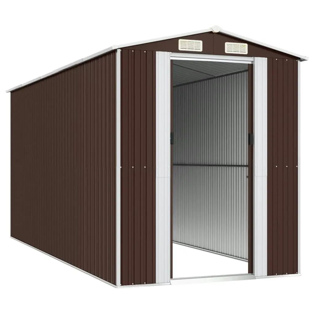 Garden Shed Dark Brown 192x440x223 cm Galvanised Steel 3147463