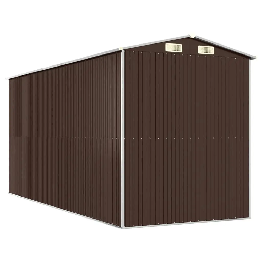 Garden Shed Dark Brown 192x440x223 cm Galvanised Steel 3147463