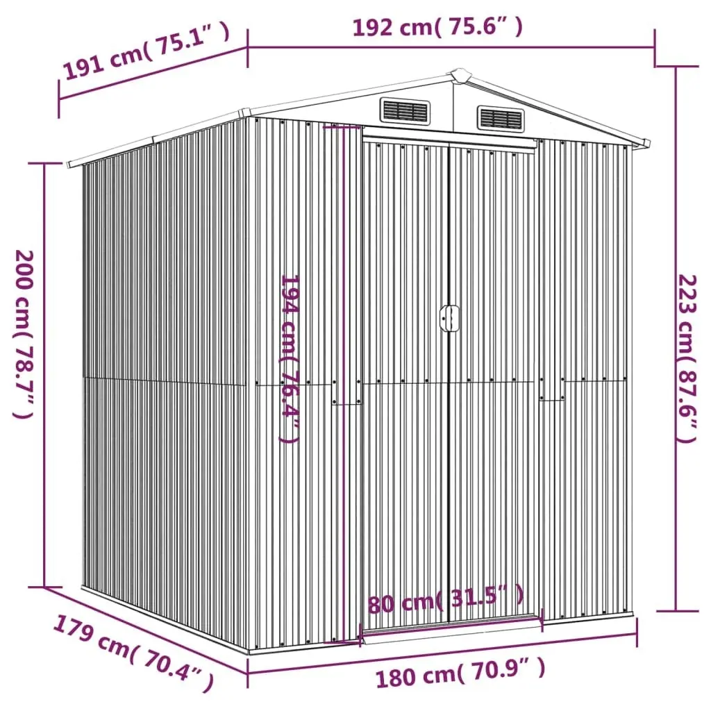 Garden Shed Green 192x191x223 cm Galvanised Steel 3147427