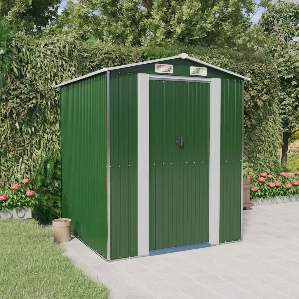 Garden Shed Green 192x191x223 cm Galvanised Steel 3147427