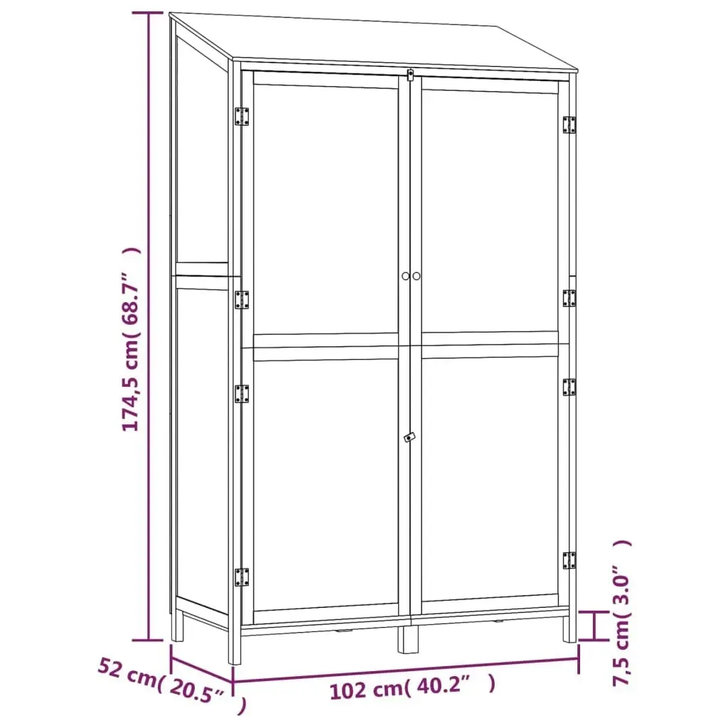 Garden Shed Brown 102x52x174.5 cm Solid Wood Fir 152193