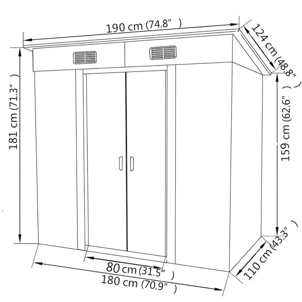 Garden Shed Green Metal 42908