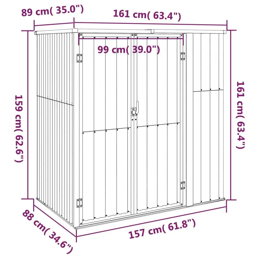 Garden Tool Shed Brown 161x89x161 cm Galvanised Steel 316212