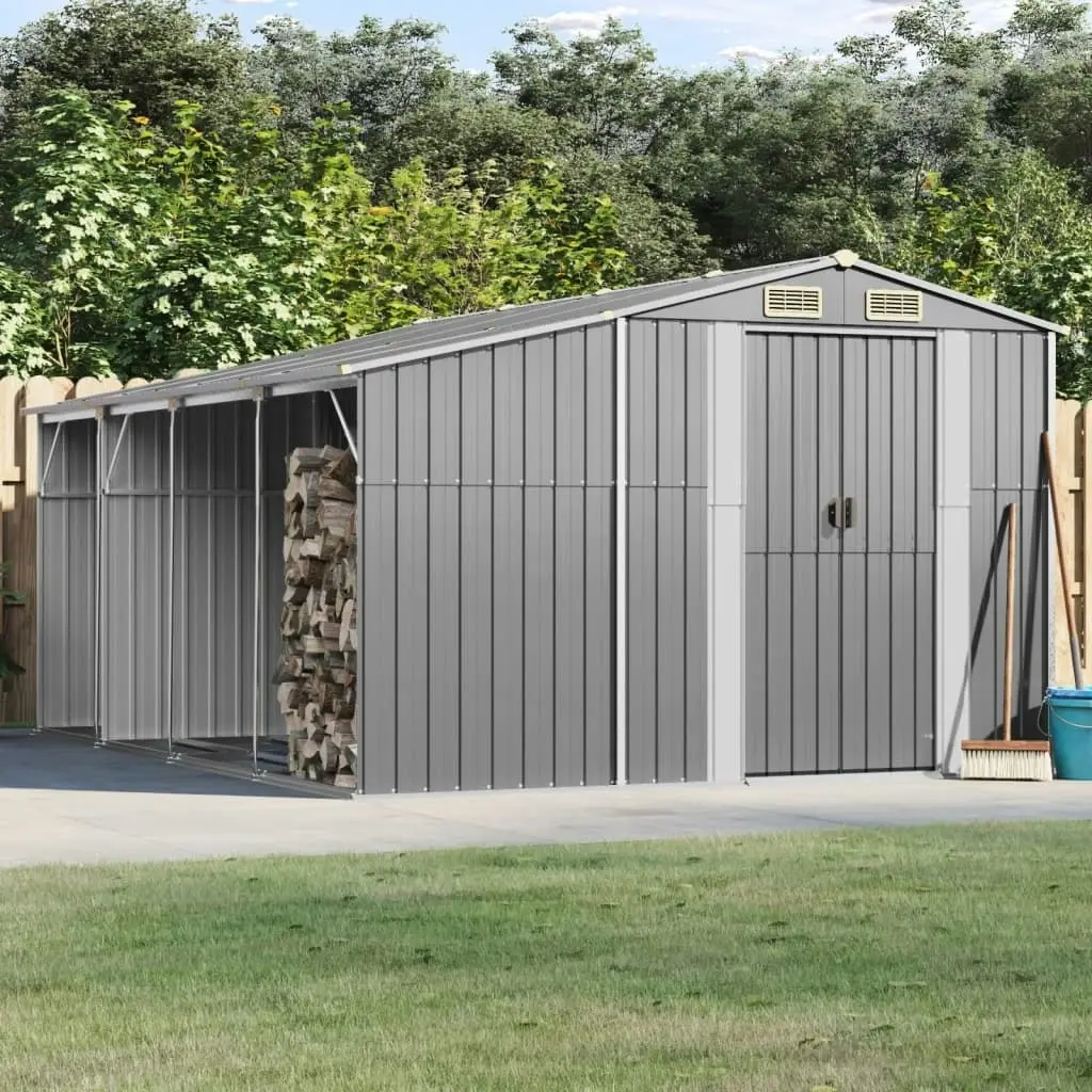 Garden Shed Grey 277x365.5x179 cm Galvanised Steel 3188291