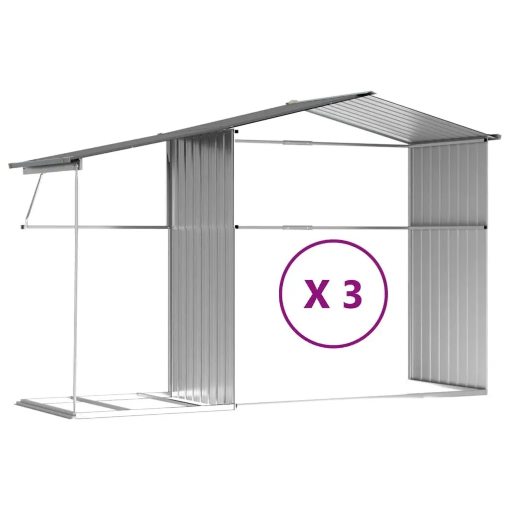 Garden Shed Grey 277x365.5x179 cm Galvanised Steel 3188291