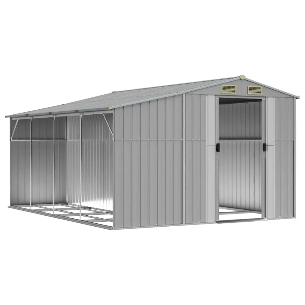 Garden Shed Grey 277x365.5x179 cm Galvanised Steel 3188291