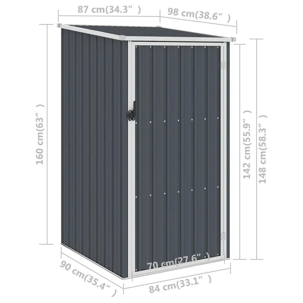 Garden Shed Anthracite 87x98x159 cm Galvanised Steel 46291