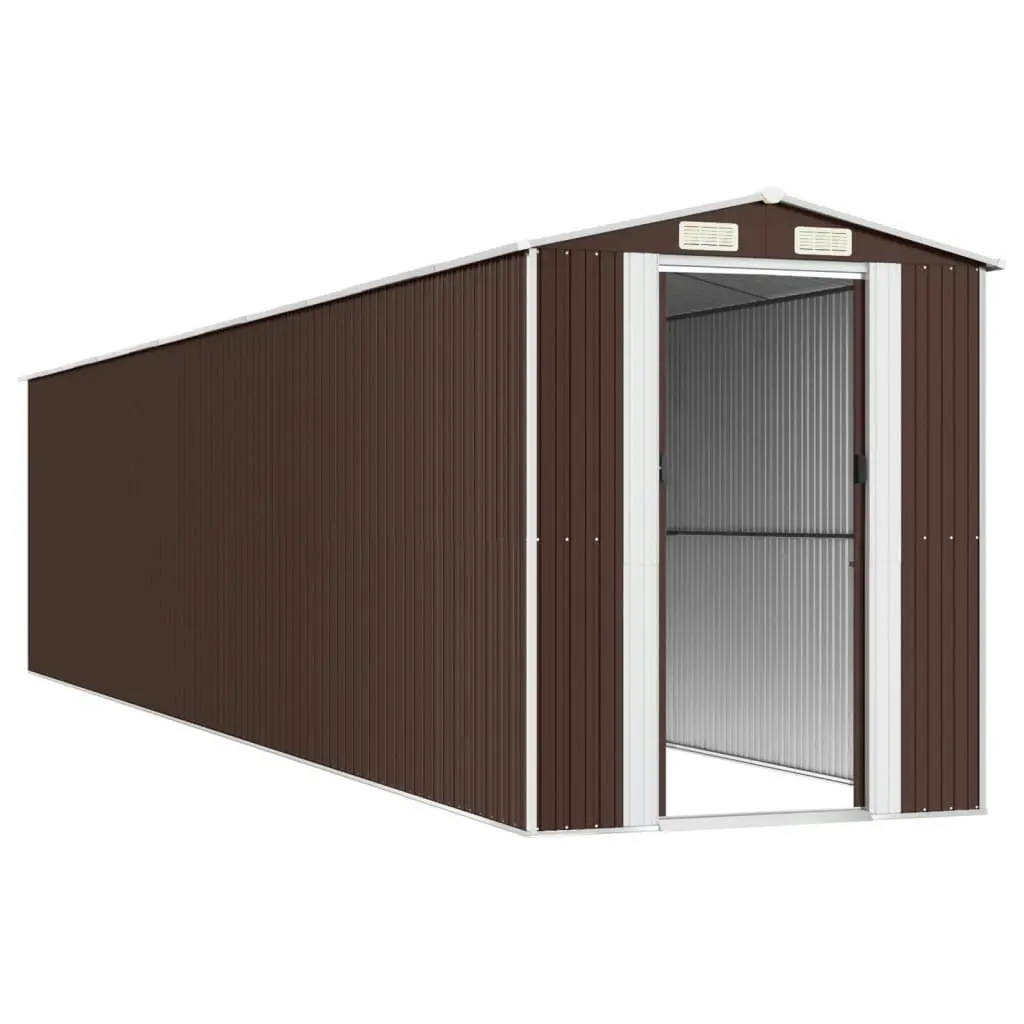 Garden Shed Dark Brown 192x938x223 cm Galvanised Steel 3147469