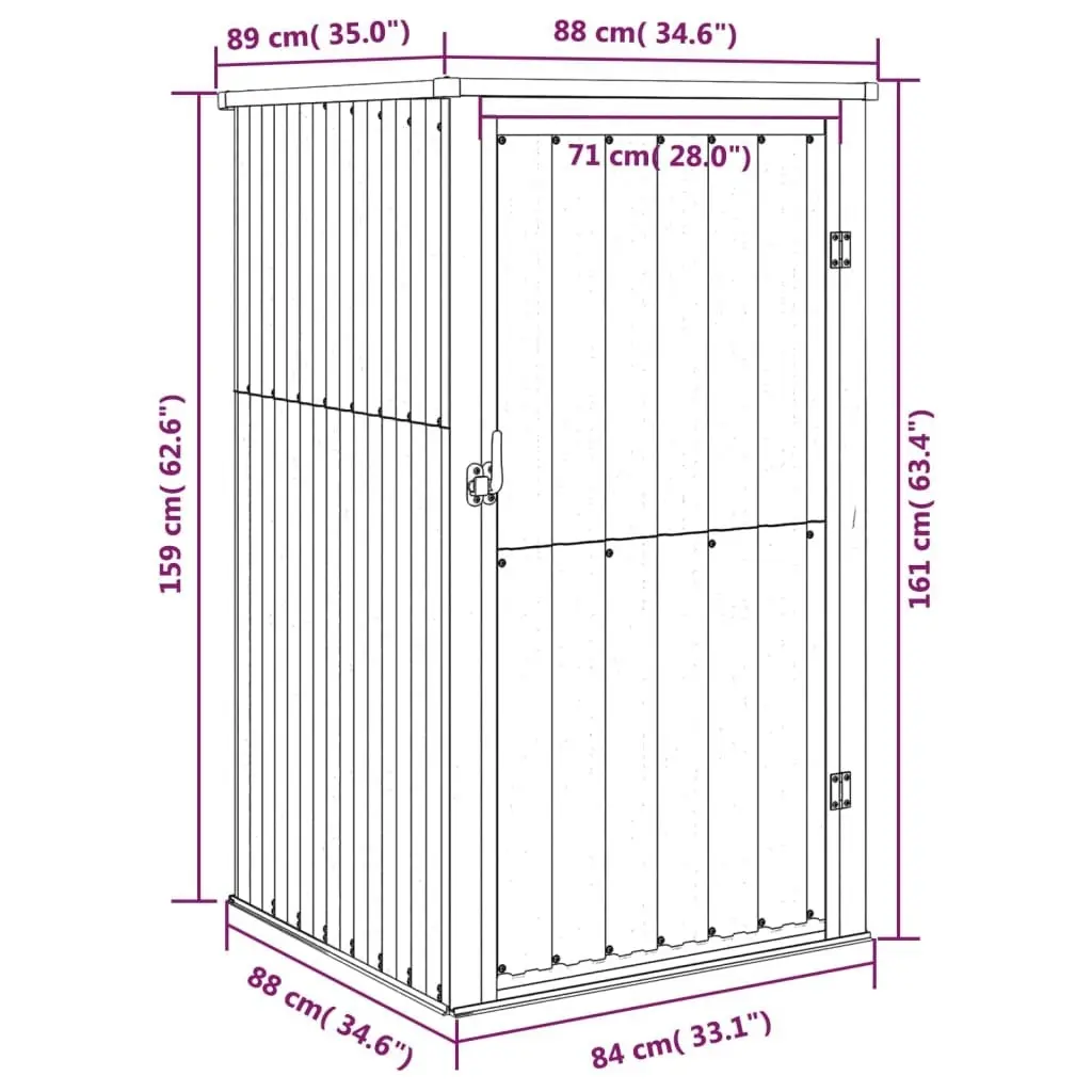 Garden Tool Shed Grey 88x89x161 cm Galvanised Steel 316206