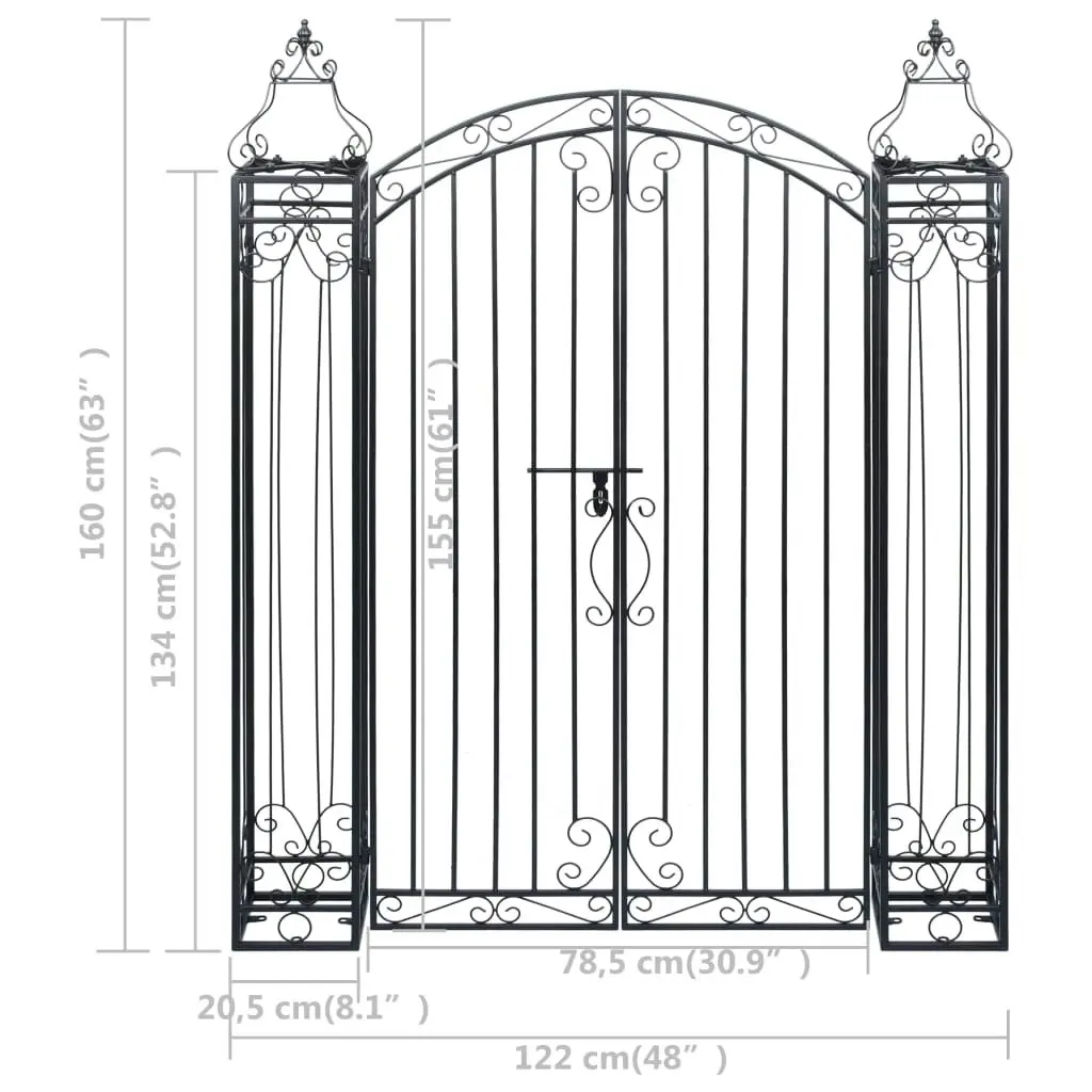 Ornamental Garden Gate Wrought Iron 122x20.5x160 cm 49420