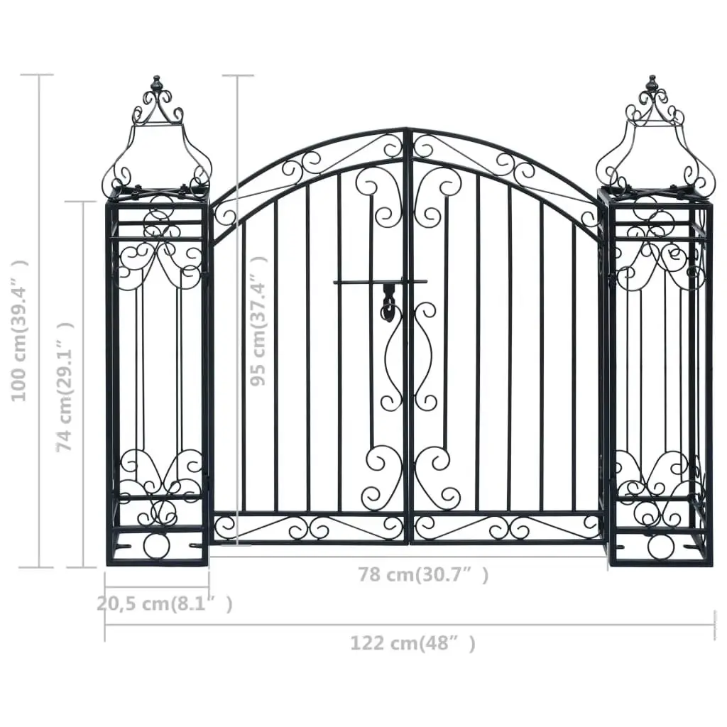 Ornamental Garden Gate Wrought Iron 122x20.5x100 cm 49419