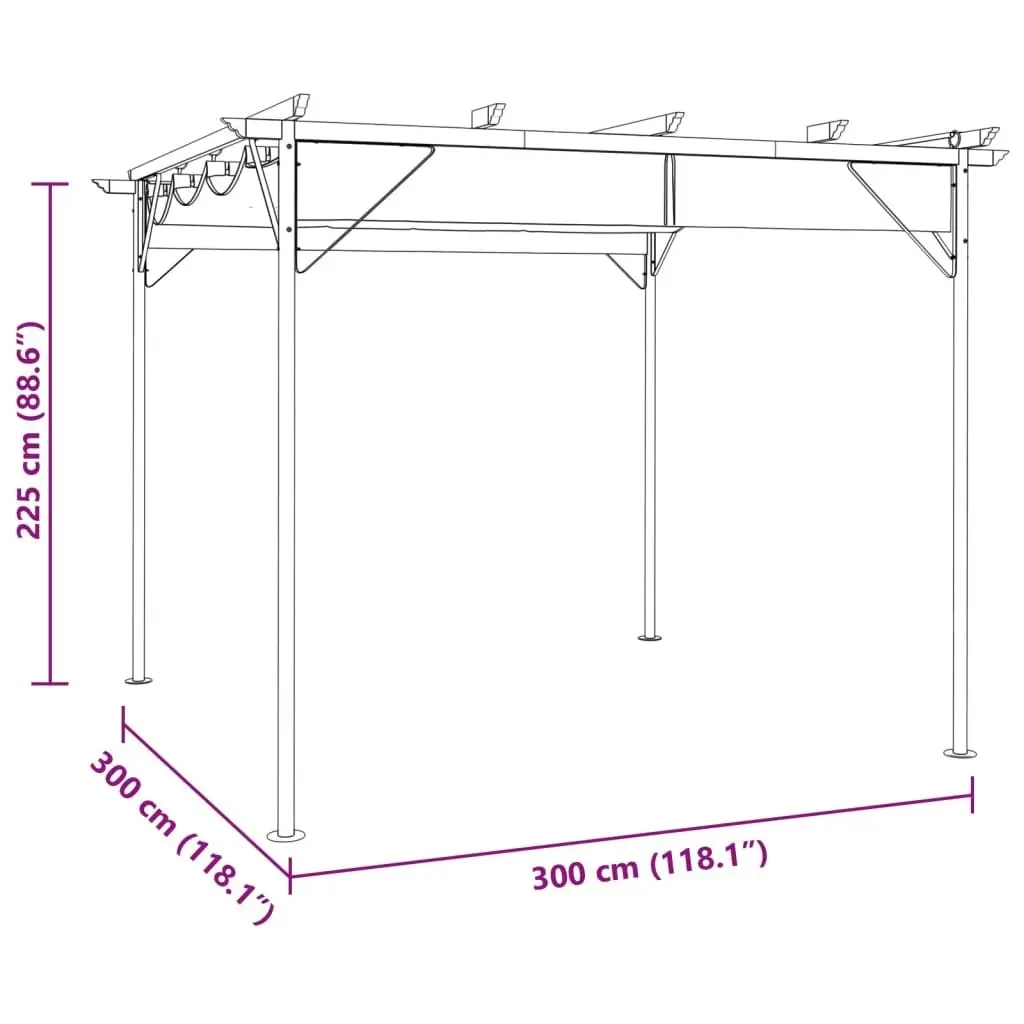 Pergola with Retractable Roof Anthracite 3x3 m Steel 180 g/mÂ² 312226