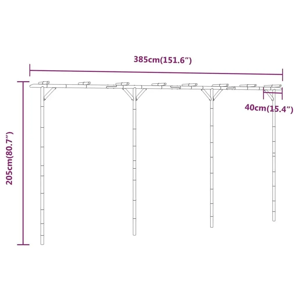 Pergola Bamboo 385x40x205 cm 341747