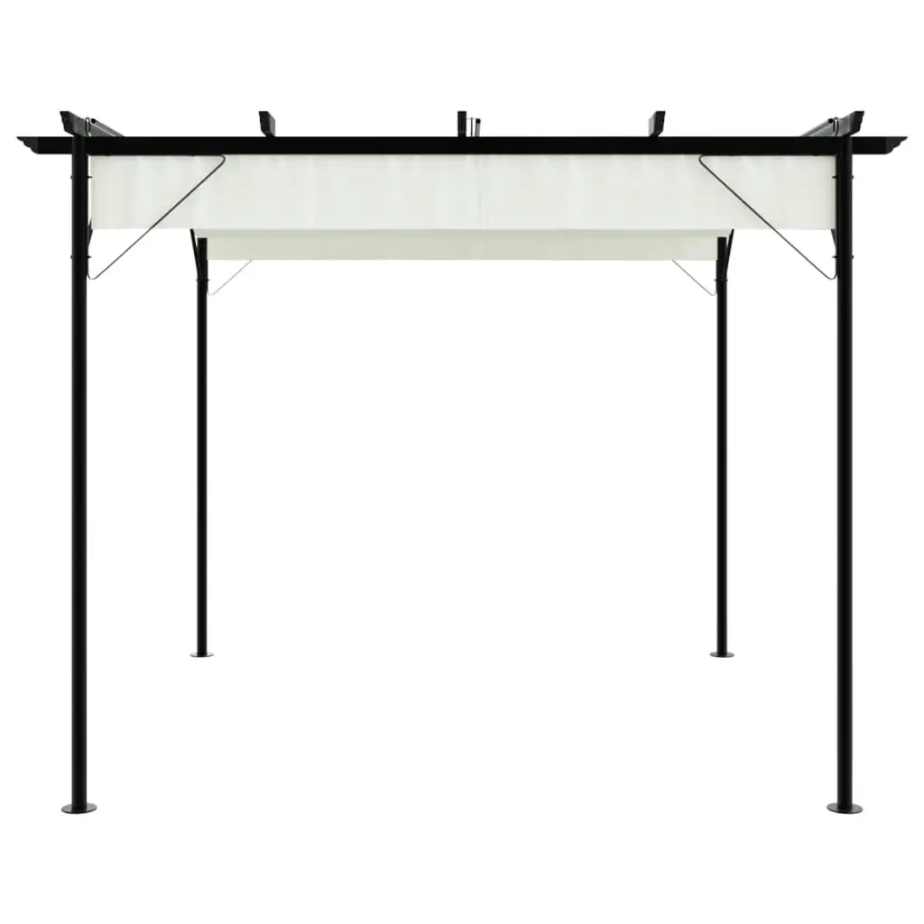 Pergola with Retractable Roof Cream White 3x3 m Steel 49325