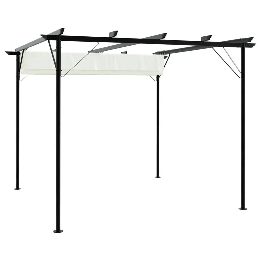 Pergola with Retractable Roof Cream White 3x3 m Steel 49325