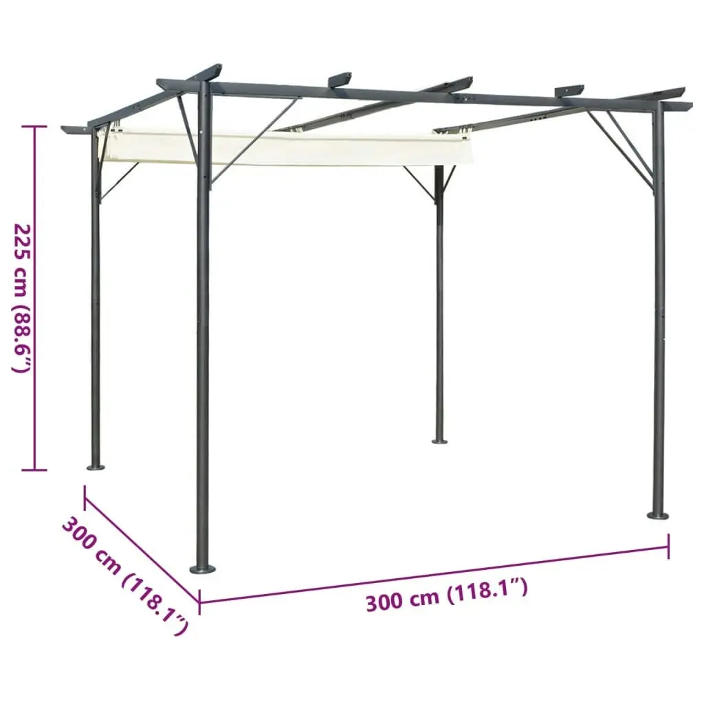 Pergola with Retractable Roof Cream White 3x3 m Steel 49325