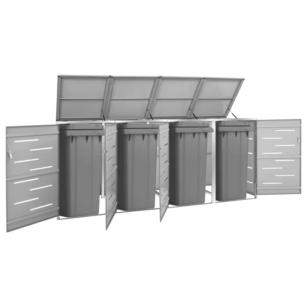 Quadruple Wheelie Bin Shed 276.5x77.5x112.5 cm Stainless Steel 149561