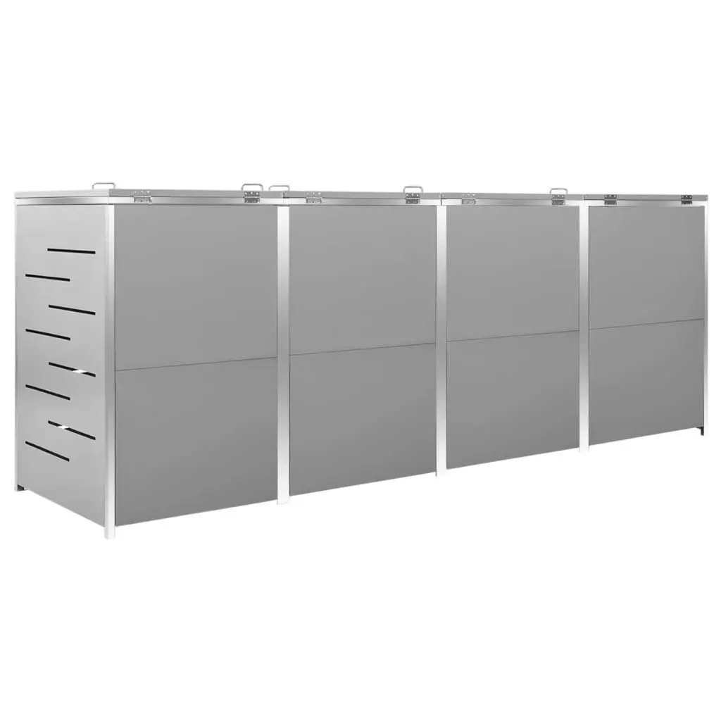 Quadruple Wheelie Bin Shed 276.5x77.5x112.5 cm Stainless Steel 149561