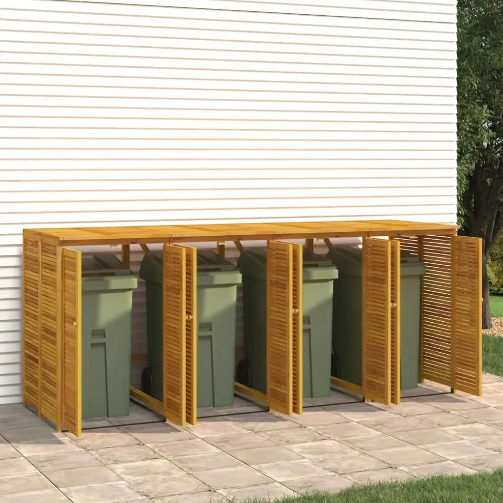 Quadruple Garbage Bin Shed 280x89x117 cm Solid Wood Acacia 3155241