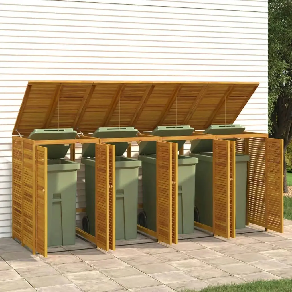 Quadruple Garbage Bin Shed 280x89x117 cm Solid Wood Acacia 3155241