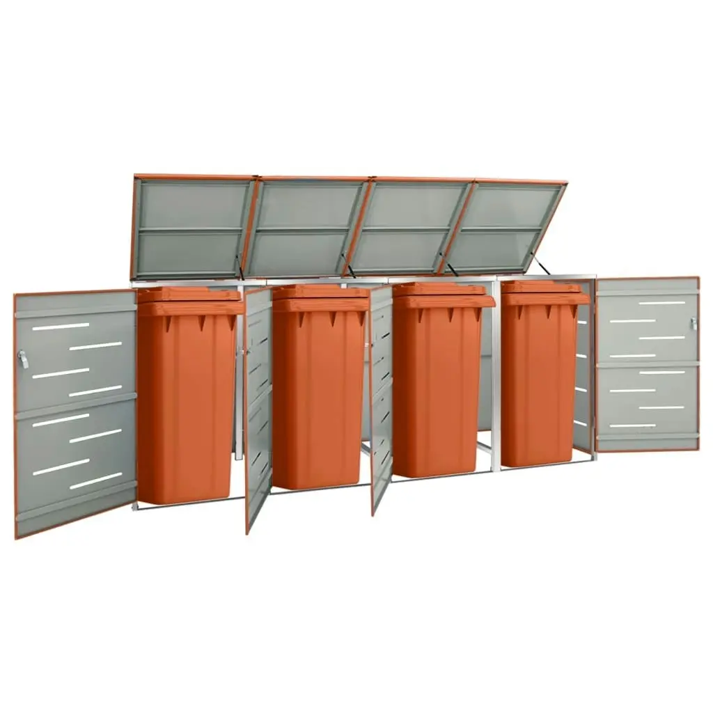 Quadruple Wheelie Bin Shed 276.5x77.5x112.5 cm Stainless Steel 149565