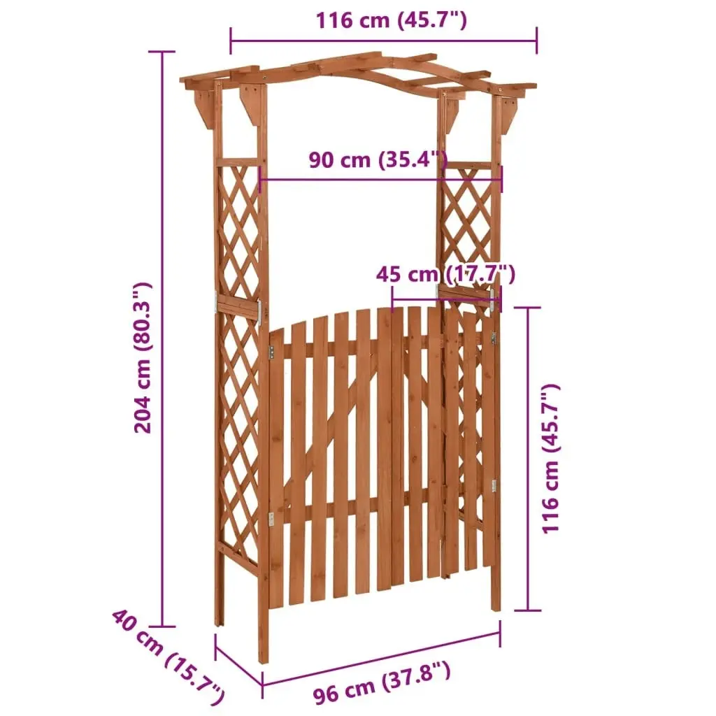 Pergola with Gate 116x40x204 cm Solid Firwood 316389