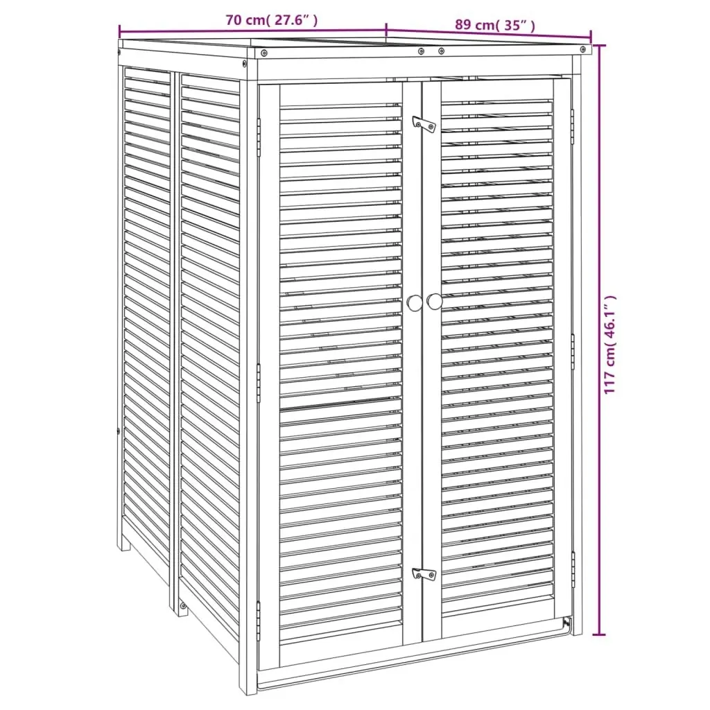 Single Garbage Bin Shed 70x89x117 cm Solid Wood Acacia 360027