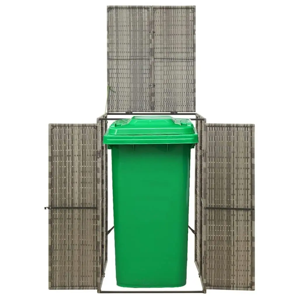 Single Wheelie Bin Shed Grey 70x80x117 cm Poly Rattan 319864